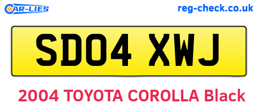 SD04XWJ are the vehicle registration plates.