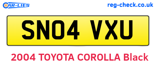 SN04VXU are the vehicle registration plates.