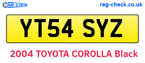 YT54SYZ are the vehicle registration plates.