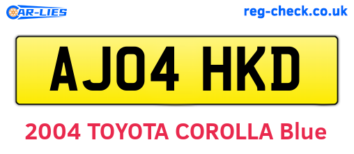 AJ04HKD are the vehicle registration plates.