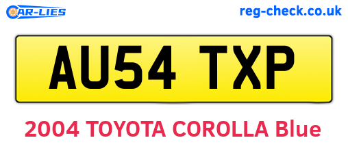 AU54TXP are the vehicle registration plates.