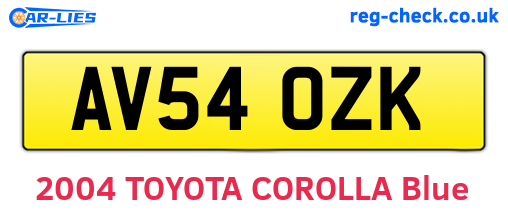 AV54OZK are the vehicle registration plates.