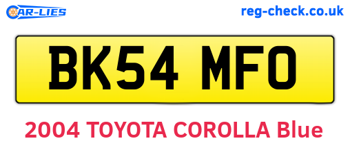 BK54MFO are the vehicle registration plates.