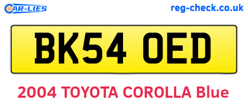BK54OED are the vehicle registration plates.