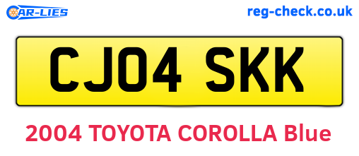 CJ04SKK are the vehicle registration plates.