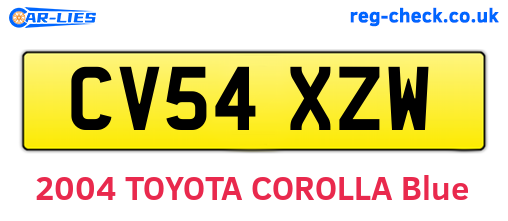 CV54XZW are the vehicle registration plates.