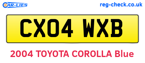 CX04WXB are the vehicle registration plates.