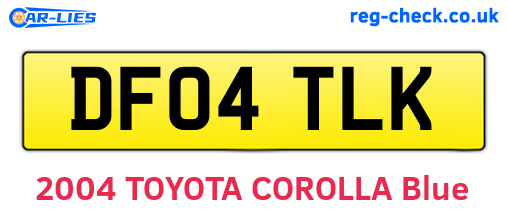 DF04TLK are the vehicle registration plates.