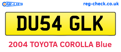 DU54GLK are the vehicle registration plates.