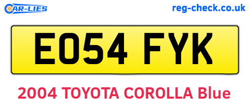 EO54FYK are the vehicle registration plates.