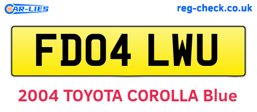 FD04LWU are the vehicle registration plates.