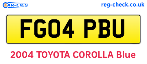 FG04PBU are the vehicle registration plates.