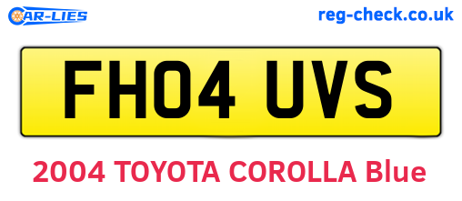 FH04UVS are the vehicle registration plates.
