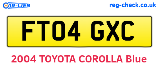 FT04GXC are the vehicle registration plates.