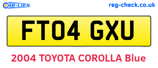 FT04GXU are the vehicle registration plates.