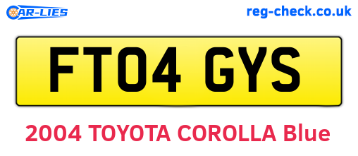 FT04GYS are the vehicle registration plates.