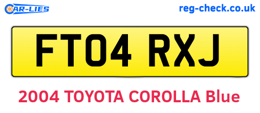 FT04RXJ are the vehicle registration plates.