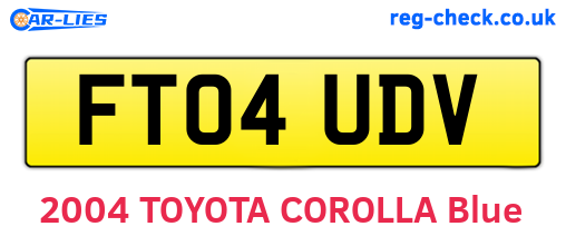 FT04UDV are the vehicle registration plates.