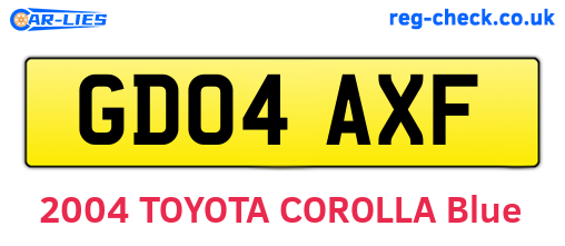 GD04AXF are the vehicle registration plates.