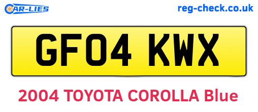 GF04KWX are the vehicle registration plates.