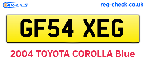 GF54XEG are the vehicle registration plates.