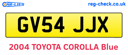 GV54JJX are the vehicle registration plates.