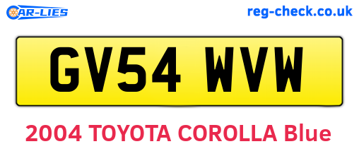 GV54WVW are the vehicle registration plates.