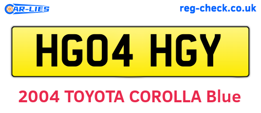 HG04HGY are the vehicle registration plates.