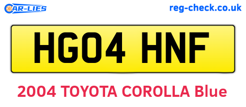 HG04HNF are the vehicle registration plates.