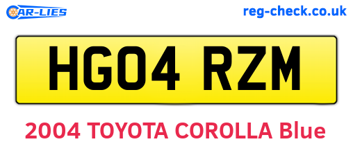 HG04RZM are the vehicle registration plates.