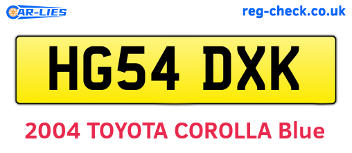 HG54DXK are the vehicle registration plates.