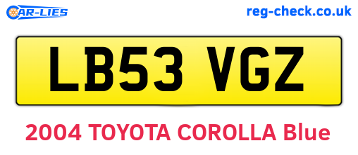 LB53VGZ are the vehicle registration plates.