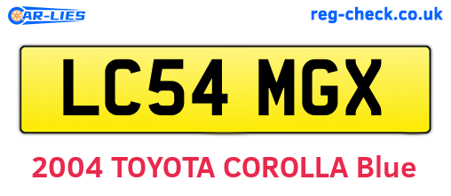 LC54MGX are the vehicle registration plates.