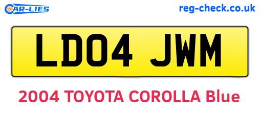 LD04JWM are the vehicle registration plates.
