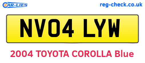 NV04LYW are the vehicle registration plates.