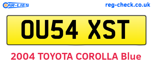 OU54XST are the vehicle registration plates.