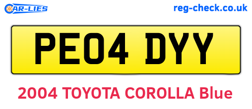 PE04DYY are the vehicle registration plates.