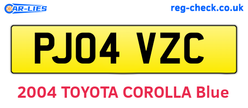 PJ04VZC are the vehicle registration plates.