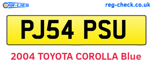 PJ54PSU are the vehicle registration plates.