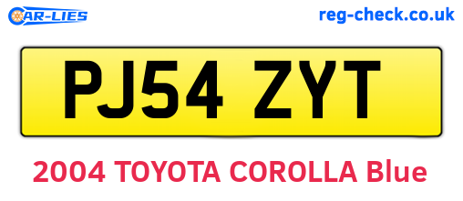 PJ54ZYT are the vehicle registration plates.