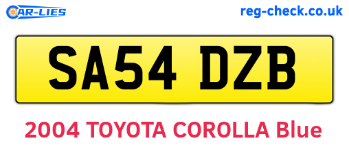 SA54DZB are the vehicle registration plates.