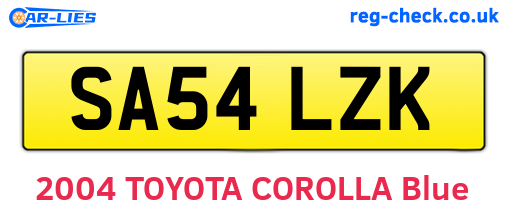 SA54LZK are the vehicle registration plates.