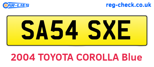SA54SXE are the vehicle registration plates.