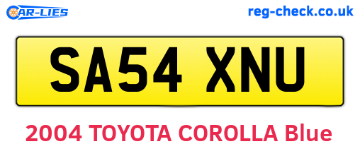SA54XNU are the vehicle registration plates.