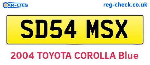 SD54MSX are the vehicle registration plates.