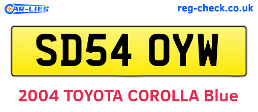 SD54OYW are the vehicle registration plates.