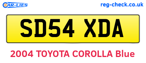 SD54XDA are the vehicle registration plates.