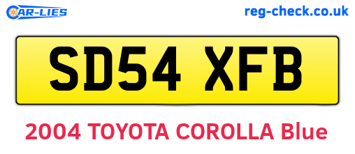 SD54XFB are the vehicle registration plates.