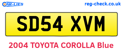 SD54XVM are the vehicle registration plates.