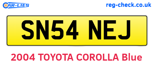 SN54NEJ are the vehicle registration plates.